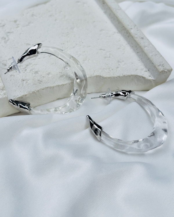 Brinco Argola Transparente com Dourado ou prata - Imagem 2