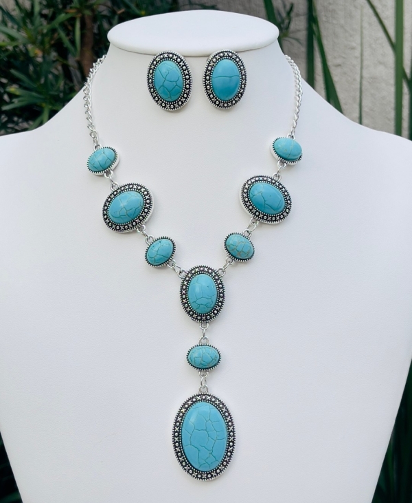 Conjunto Prata com Pedra Howlita