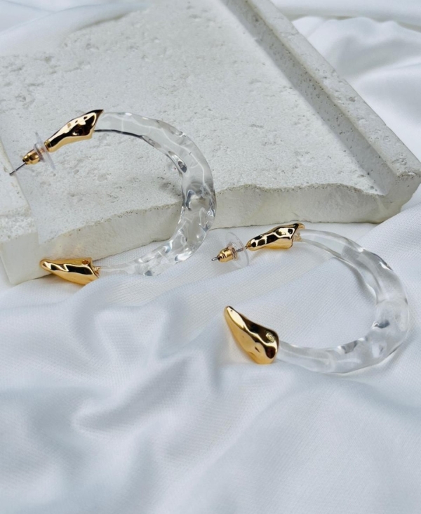 Brinco Argola Transparente com Dourado ou prata