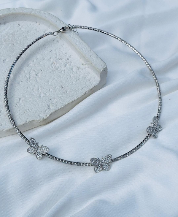 Choker Borboletas com Zircônias