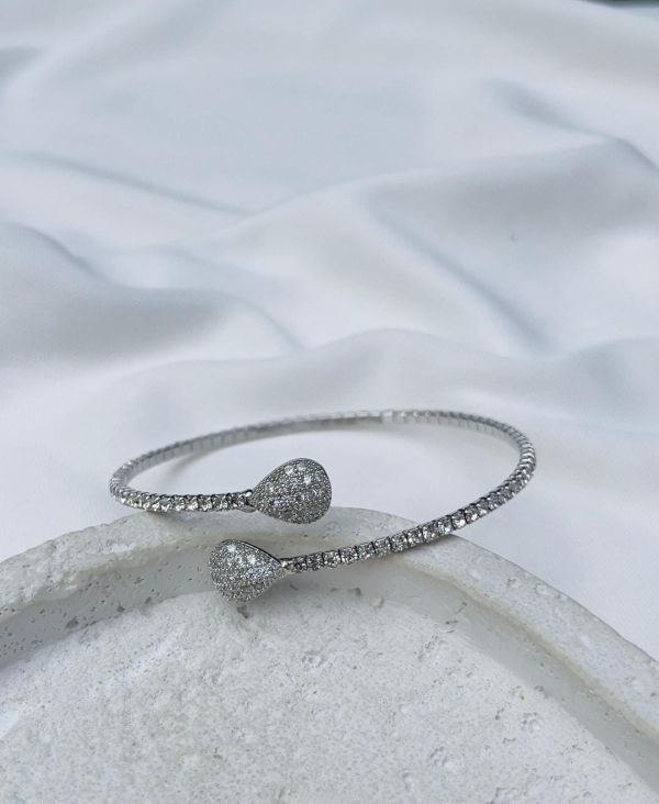 Bracelete Prata Gota de Strass