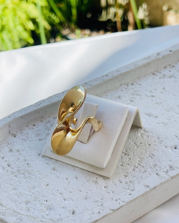 Anel Escultura Orgânica Dourado ( Tam.19)