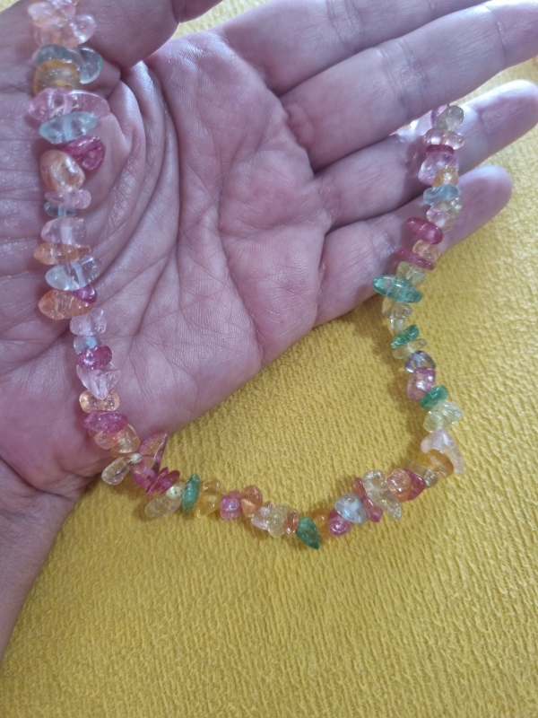 Kit Choker & Pulseiras Cascalho Colorido Natural 🌈✨