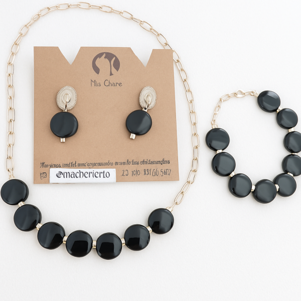 Conjunto de Brincos, Colar e Pulseira em Resina - Imagem 2