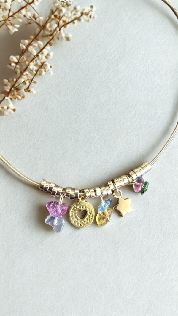 Choker Courinho Dourado com Pedras Coloridas - Imagem 2