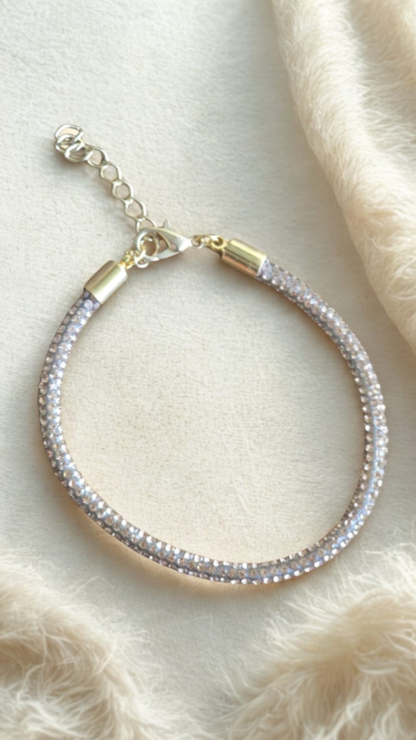 Pulseira Cordão Strass Rosé