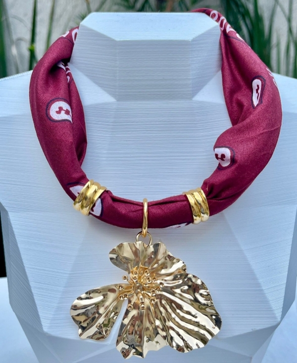 Colar Tendência Bandana pingente Flor - Imagem 4