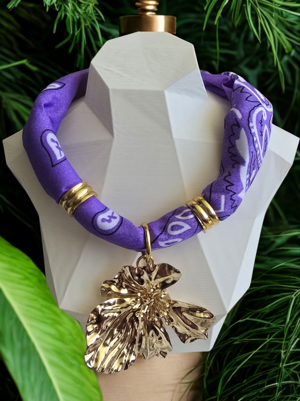 Colar Tendência Bandana pingente Flor - Imagem 2
