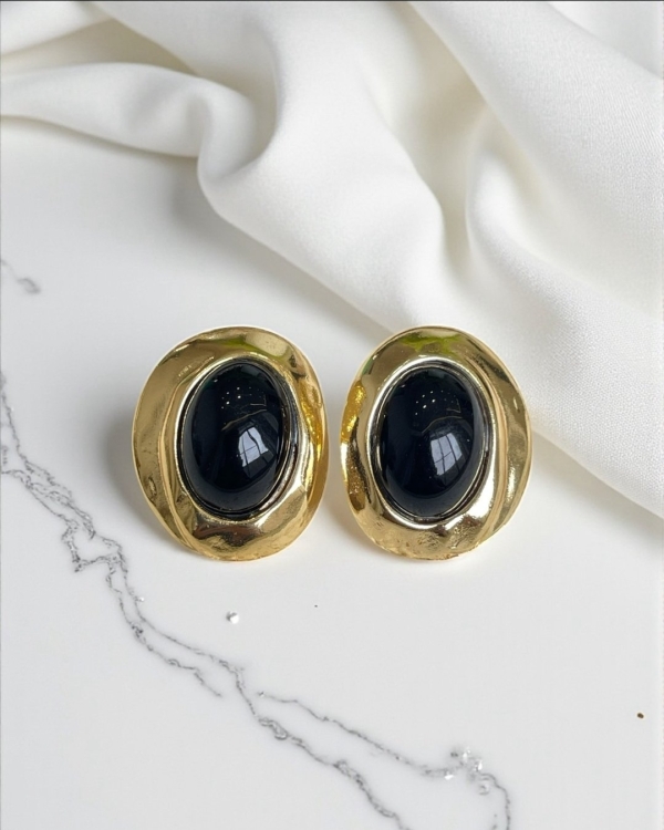 ✨ Brinco Oval Dourado com Pedra Colorida ✨ - Imagem 2